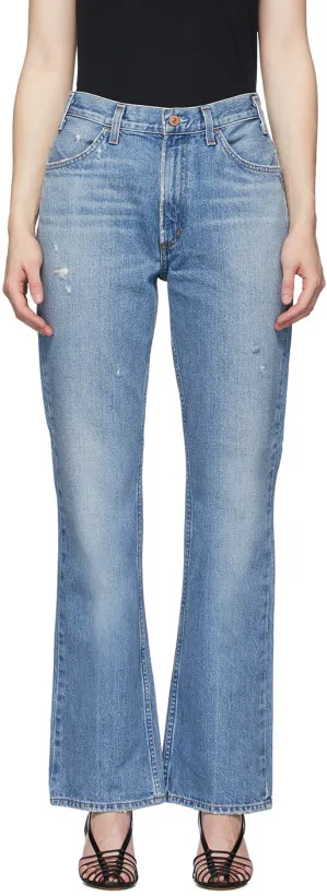 Novo Design Calças Jeans Femininas de Cintura Alta com Azul Claro