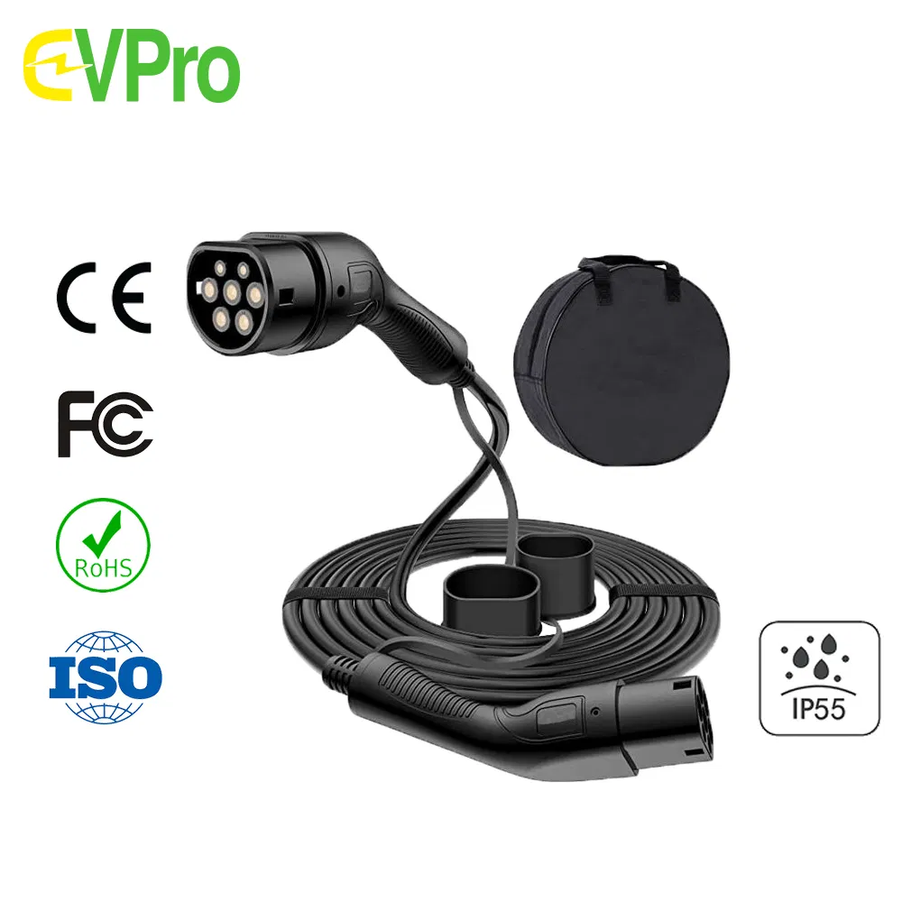 نوع 2 (نهاية الشبكة) إلى نوع 2 (نهاية المركبة) 3 مرحلة/ 22kw 45m IP65 كابل شحن سيارة كهربائية EV مع