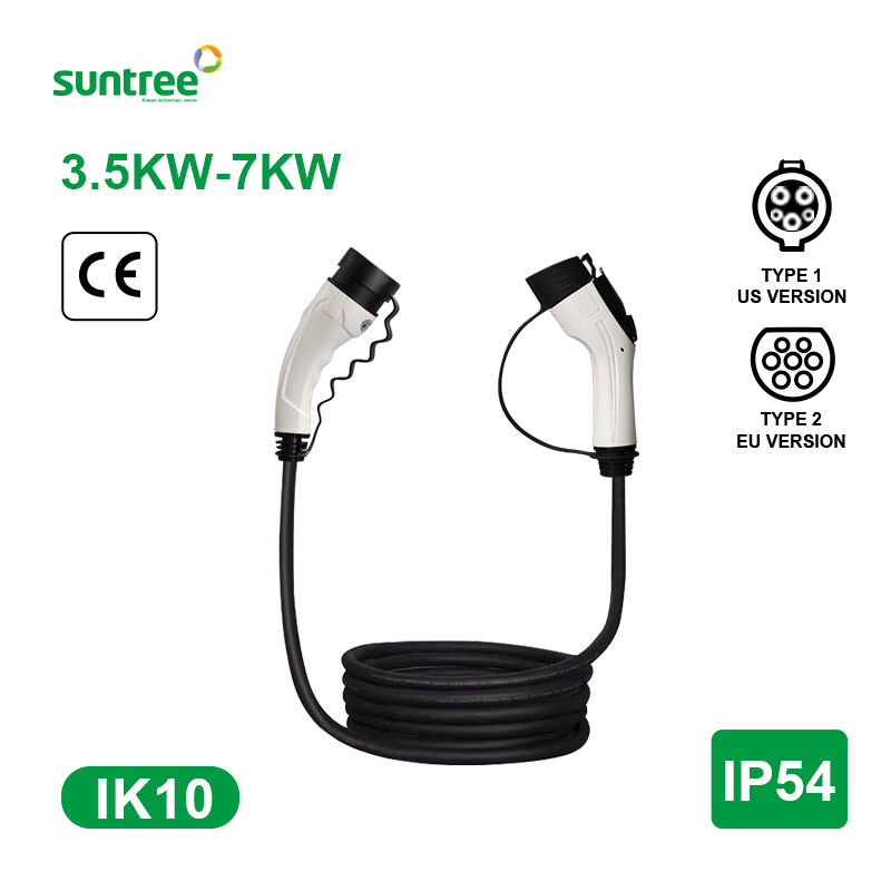سنتري Type1 إلى Type2 IP54 220V 7kw 32A كابل شحن كهربائي للسيارات الكهربائية بمرحلة واحدة