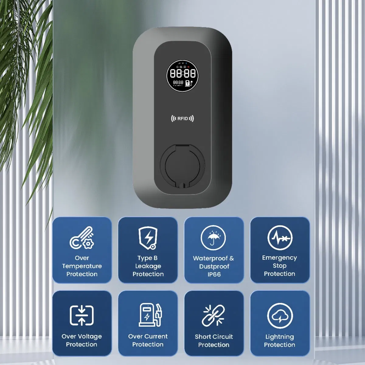 غوه جملة CE CB معتمد 16A 11kw APP 4G واي فاي RFID 4 بوصات شاشة LCD نوع 2 مقبس سيارة كهربائية شاحن AC