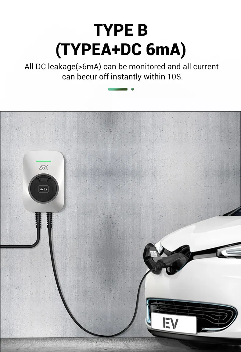 7kw نوع 2 شواحن السيارات الكهربائية المثبتة على الحائط