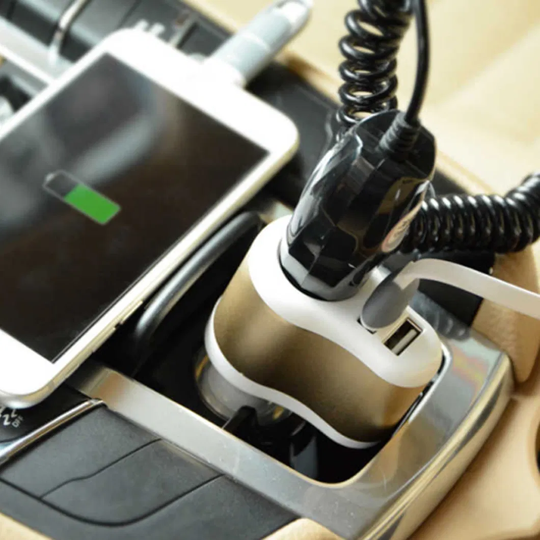 شاحن سيارة محمول عالي الجودة 3.1A مزود بمنفذين USB لشحن الأجهزة الإلكترونية