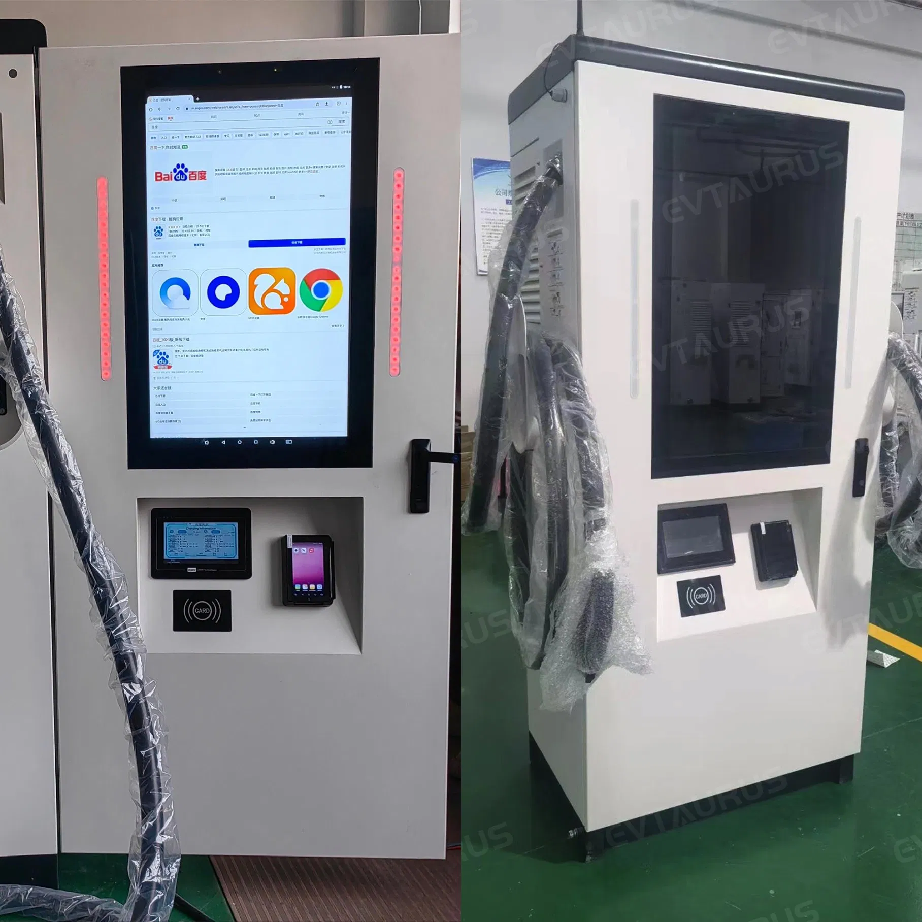 2026 محطة شحن سريعة للسيارات الكهربائية مع 80kw 120kw 240kw CCS2 مسدس مزدوج Gbt Nacs DC مع شاشة إعلانات بحجم 32/55 بوصة