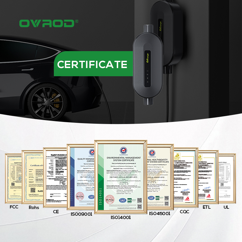 خدمة OEM من نوع Ovrod EU 3.5kw 16A مستوى الوضع 2 نوع شاحن AC EV 2 شاحن EV محمول شاحن المركبات الكهربائية