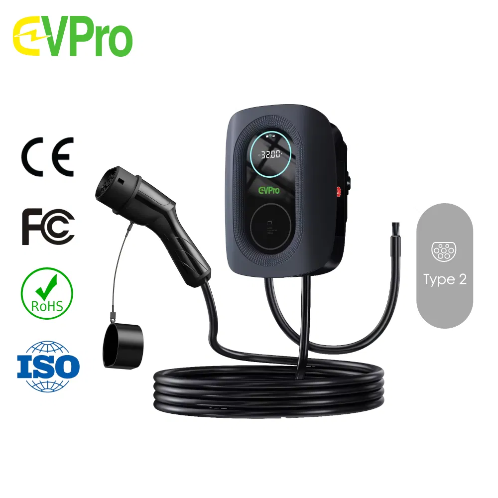 مصنع Eco2 شاحن سيارة كهربائية ذكي مثبت على الحائط 3.6kw/7kw/11kw/22kw Ik08 IP65 معتمد من قبل IEC 62196 و IEC 61851