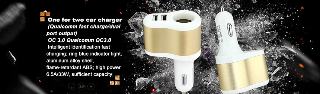 شاحن سيارة محمول عالي الجودة 3.1A مزود بمنفذين USB لشحن الأجهزة الإلكترونية