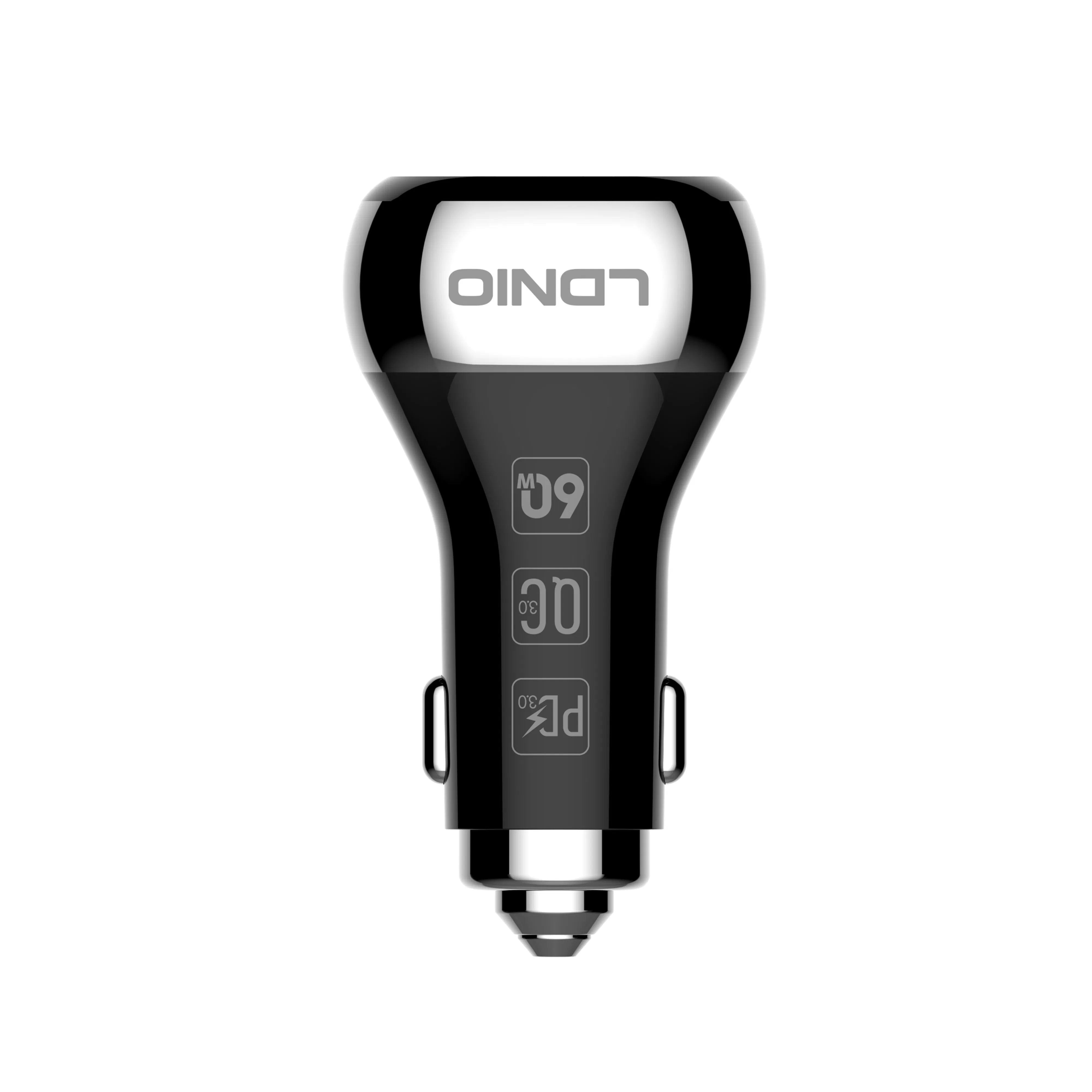 لدنيو C2-1 60W شاحن سيارة مزدوج المنفذ مع عرض جهد LED نوع-C QC3.0 شاحن سريع USB للسيارة 12V 24V جملة عالمية