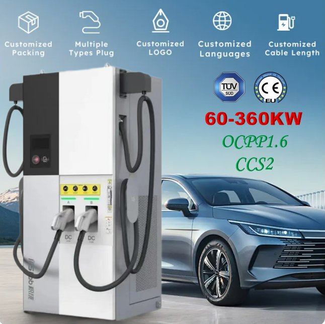 60-360kw محطة شحن سريعة للسيارات الكهربائية/بطاريات السيارات ذات منفذين للاستخدام التجاري
