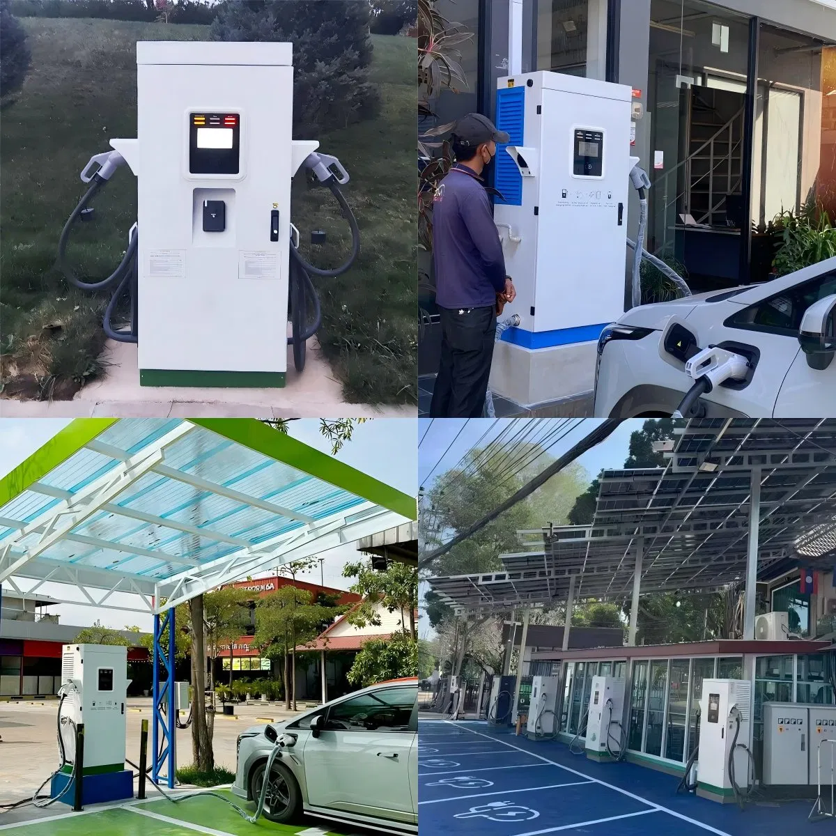 تجاري 80kw~240kw محطة شحن سريع للسيارات الكهربائية IP54 بشاحن مزدوج مع نظام الدفع عبر نقاط البيع وتقنية تحديد الهوية بموجات الراديو معتمد من CE