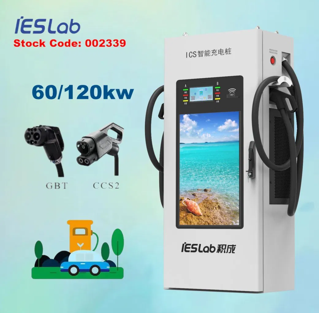 60/120kw شاحن سريع مزدوج المداخل للسيارات الكهربائية مع شاشة إعلانات