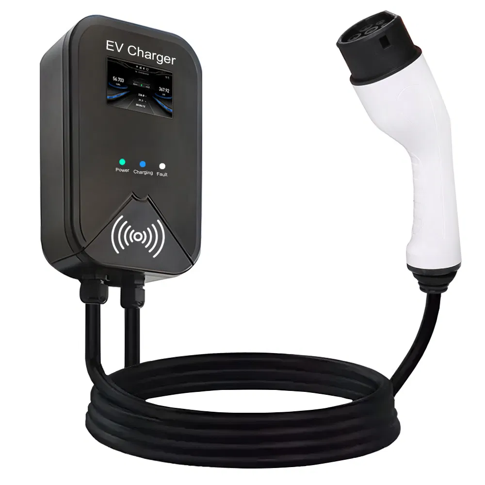 Type2 IEC62196 محطة شحن كهربائية للسيارات الكهربائية ثلاثية الطور مثبتة على الحائط 22kw