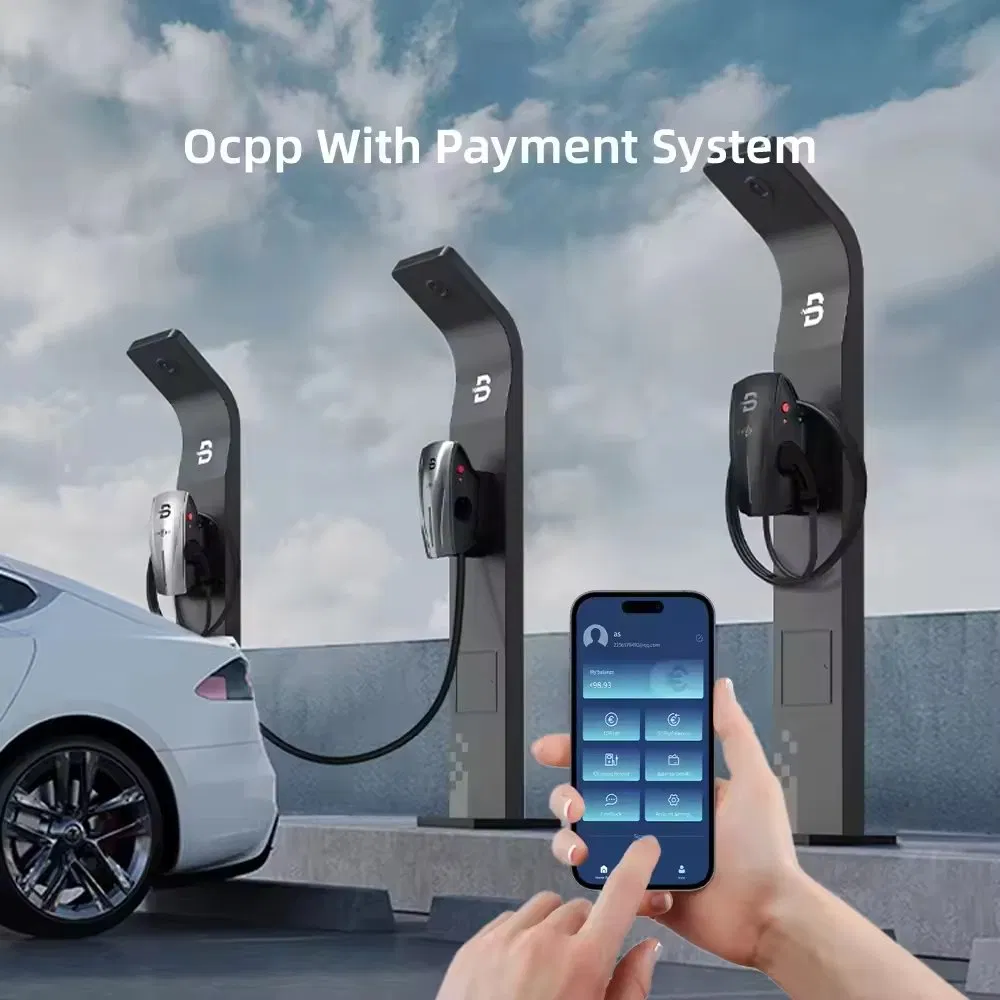شاحن كهربائي تجاري بنى 7kw 22 كيلووات RFID 4G محطة شحن كهربائية Type2 محطات شحن السيارات الكهربائية GB/T للاستخدام الخارجي