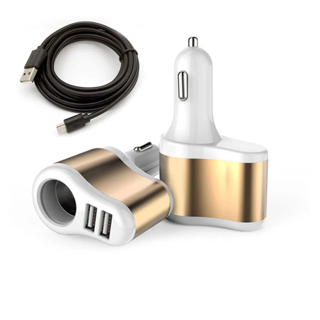 شاحن سيارة محمول عالي الجودة 3.1A مزود بمنفذين USB لشحن الأجهزة الإلكترونية