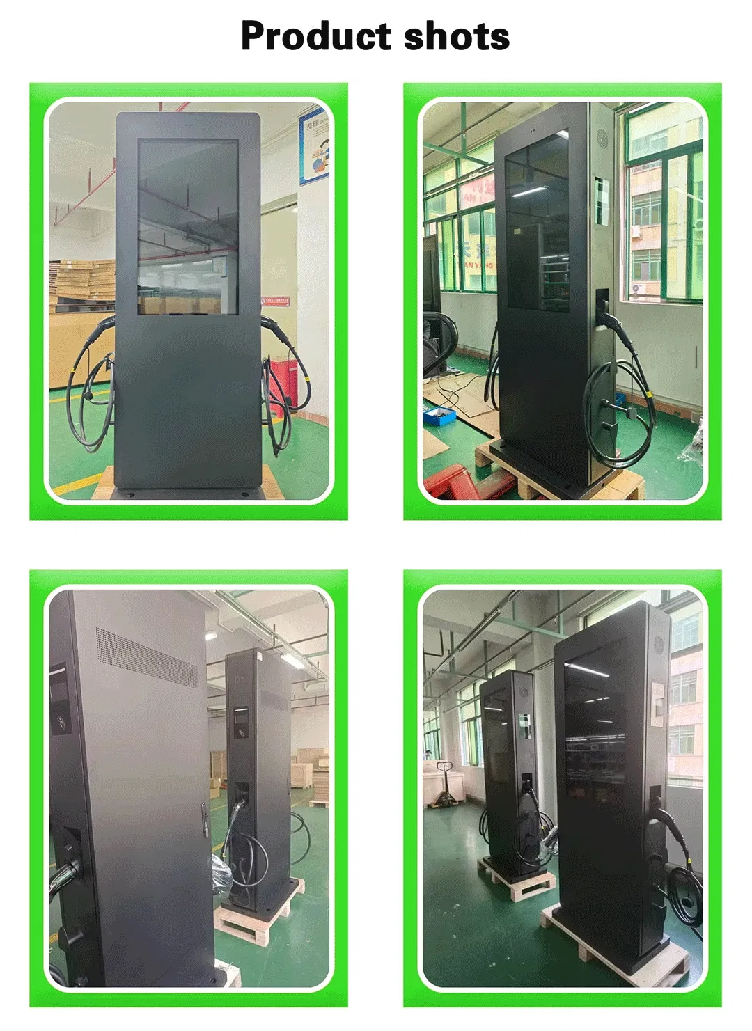 محطة شحن كهربائية ذكية 2.0 بتقنية AC مع 22kw شاشة LCD بحجم إنش، مع 43 4G/WiFi عمود شحن سريع مقاوم للعوامل الجوية، IP65 3-Phase شاحن المركبات الكهربائية 380V