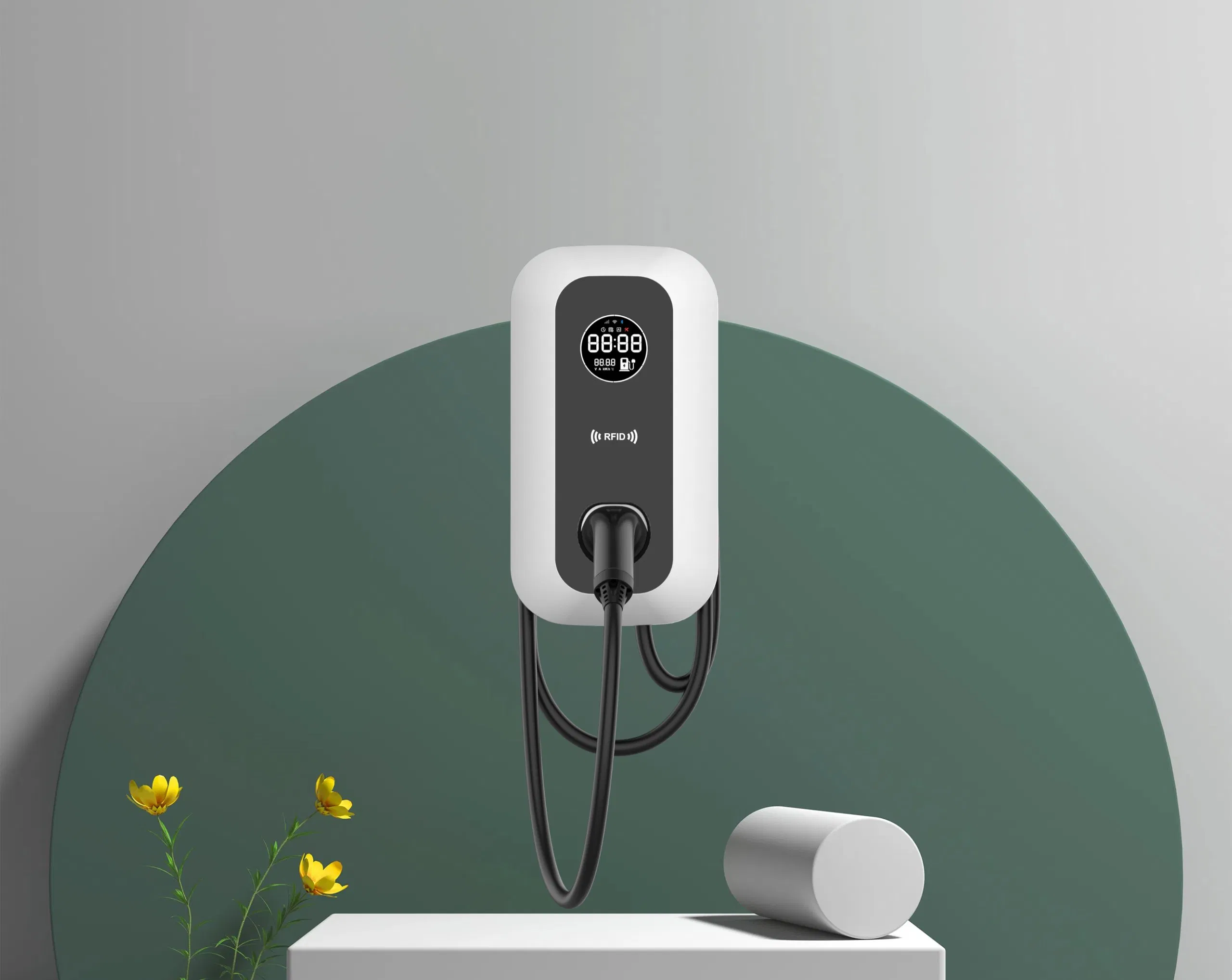 جهاز شحن كهربائي للسيارات بنظام واي فاي RFID مع شاشة LCD بحجم 4 بوصة معتمد من CE وCB وUKCA من غوه للتجارة بالجملة 16A 11kw نوع صندوق الحائط 2
