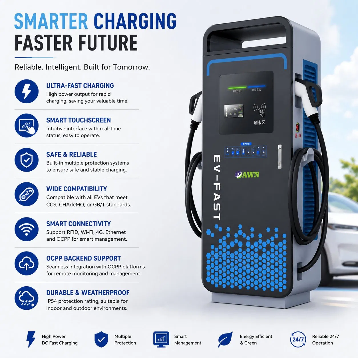 شركة CCS2 Ocpp1.6 2.0 60kw/120kw/160kw/180kw/240kw/360kw/400kw محطة شحن سريع للسيارات الكهربائية الحافلات الشاحنات التاكسي شاحن السيارات الكهربائية