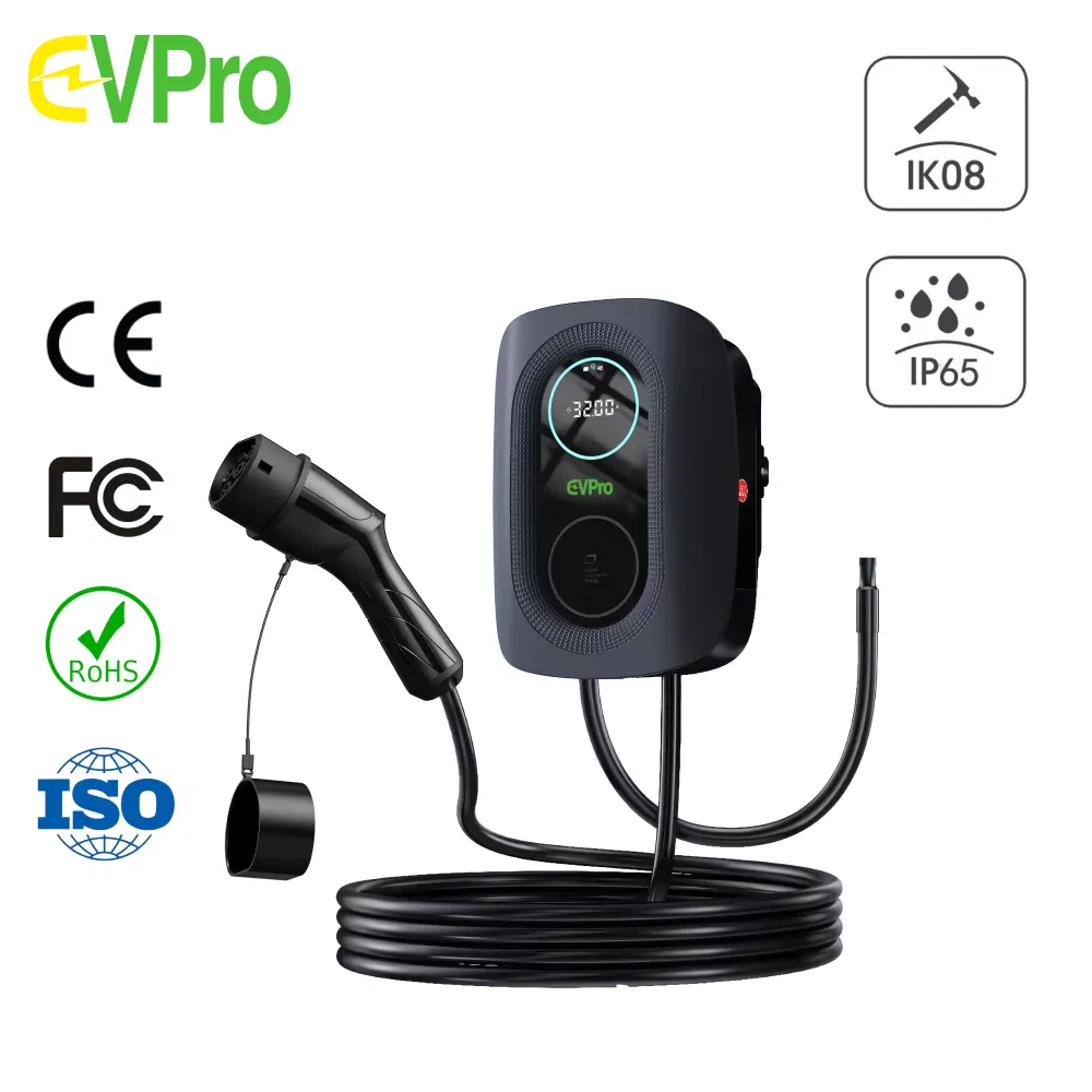 مصنع Eco2 شاحن سيارة كهربائية ذكي مثبت على الحائط 3.6kw/7kw/11kw/22kw Ik08 IP65 معتمد من قبل IEC 62196 و IEC 61851