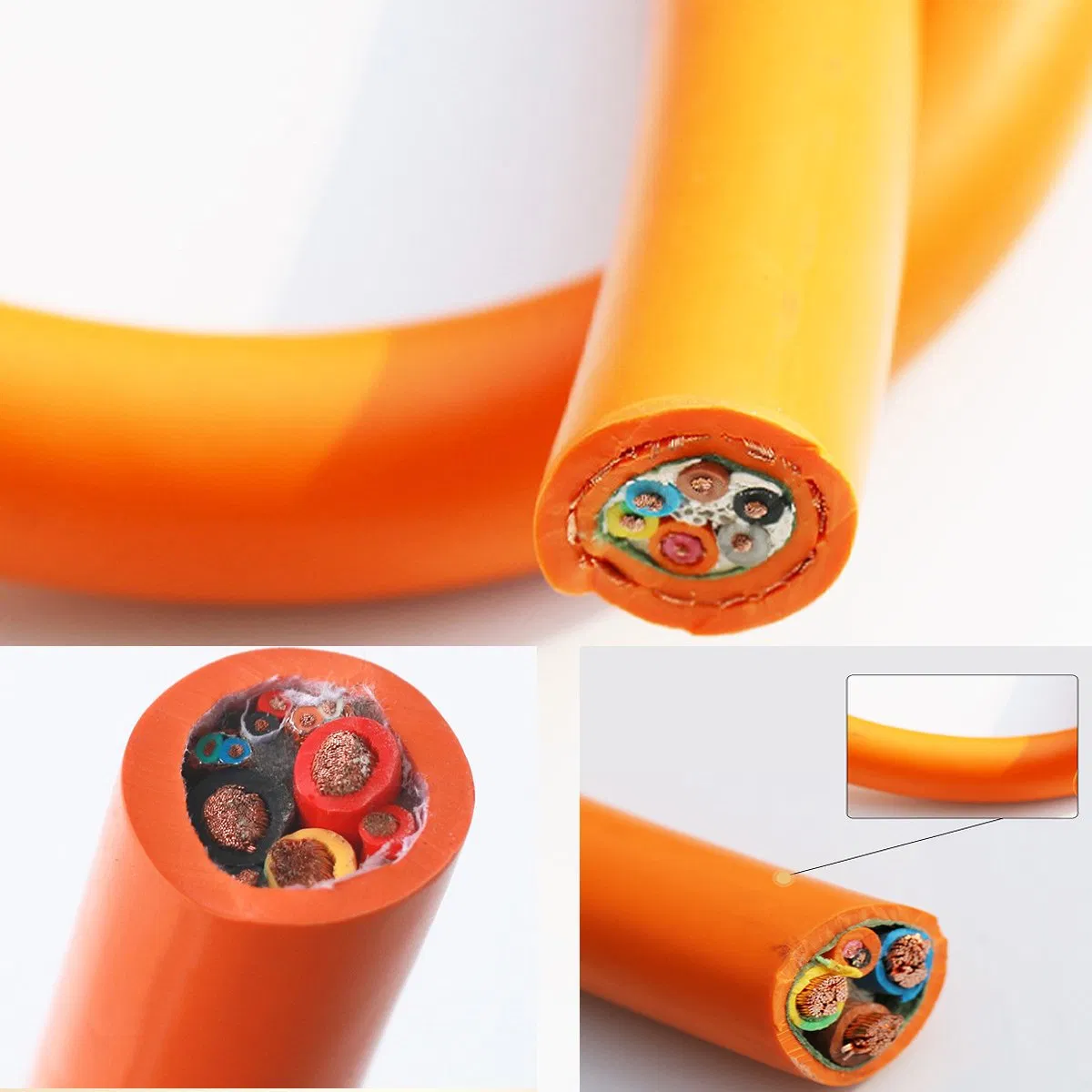 مادة TPE TPU كابل شحن مركبة كهربائية DC 1000V كابل سيارة كهربائية عالي الجهد برتقالي محمي مزدوج العزل كابل سيليكون EV