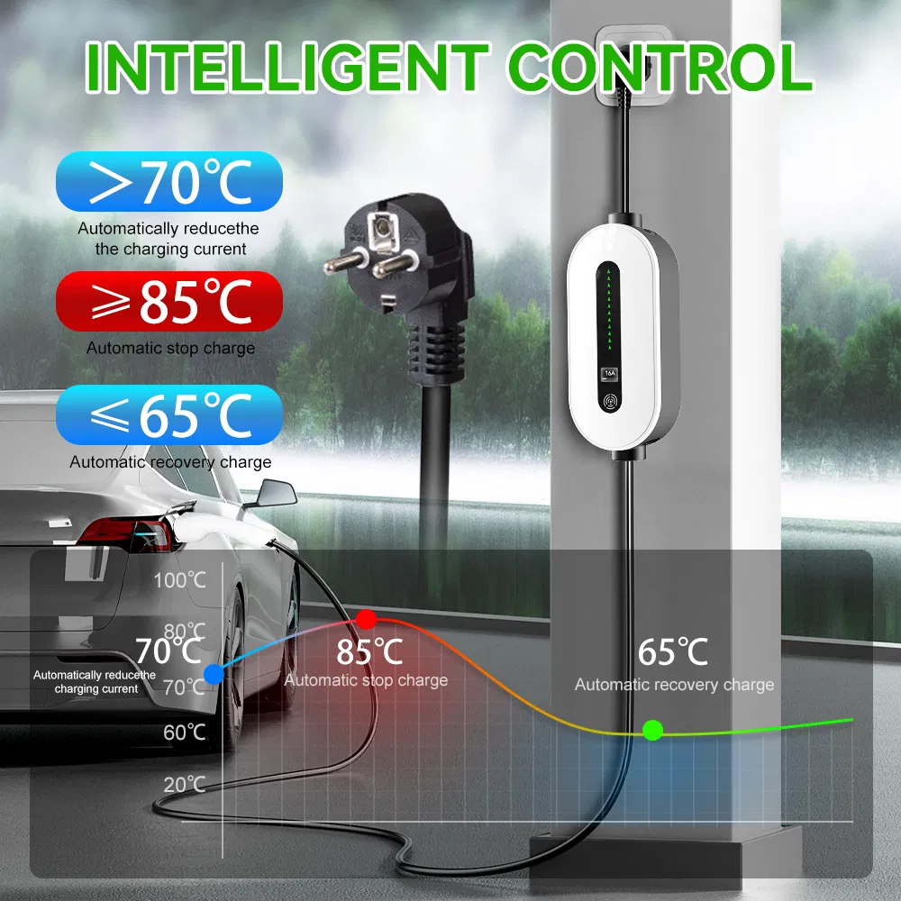 نوع 2 شاحن كهربائي محمول للسيارات الكهربائية 3.5kw مستوى 2