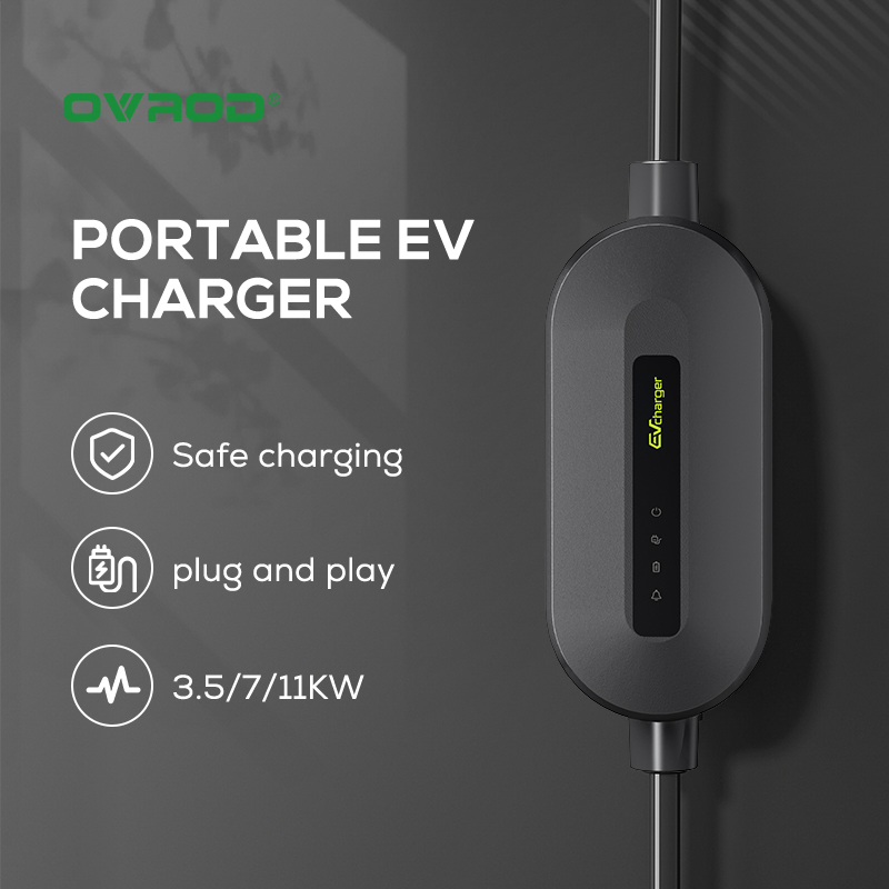 خدمة OEM من نوع Ovrod EU 3.5kw 16A مستوى الوضع 2 نوع شاحن AC EV 2 شاحن EV محمول شاحن المركبات الكهربائية