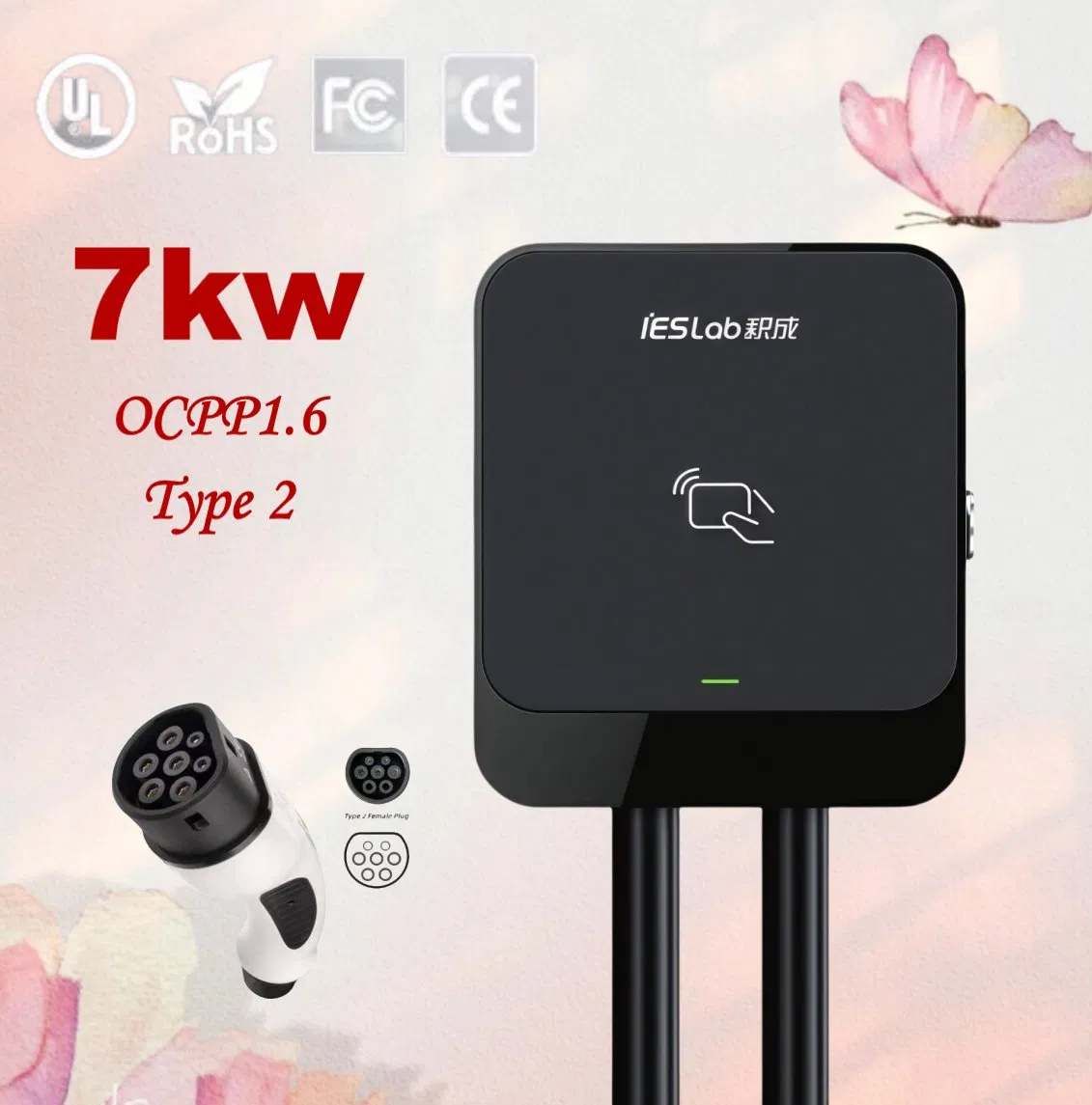 7kw نوع صندوق الحائط 2 Ocpp CE 32A 230V حل شحن سريع للسيارات الكهربائية بتيار متردد