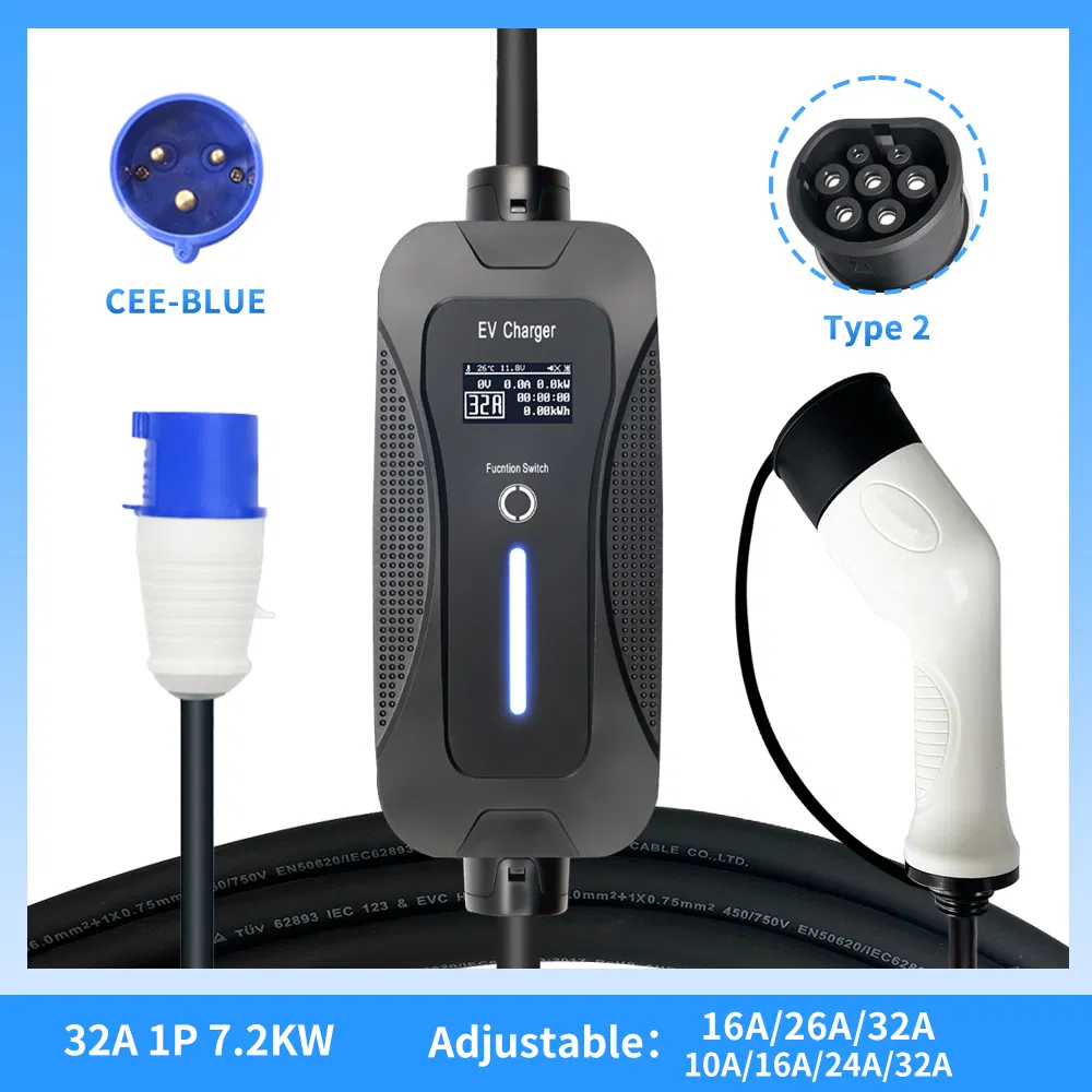 IEC62196 Type2 شاحن كهربائي محمول 32A بنك طاقة للمركبات الكهربائية