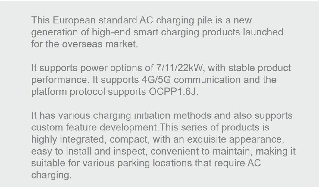 محطة شحن كهربائية مثبتة على الحائط 7kw 11kw 22kw Type2 لشحن السيارات الكهربائية/السيارات/البطاريات