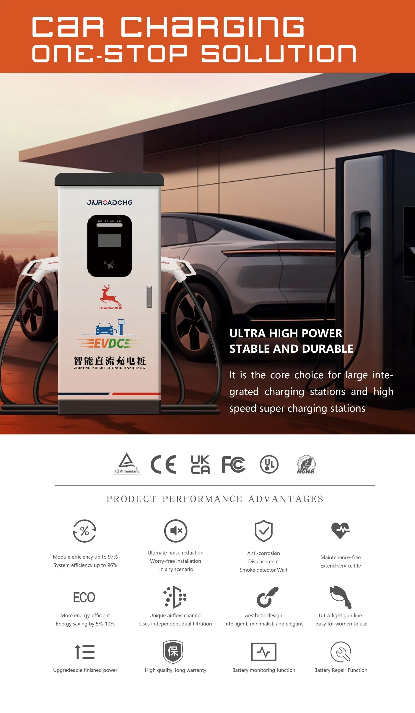 160kw شاحن سريع متكامل للتيار المستمر ذو بندقيتين قائم CCS2 لمحطة تجارية