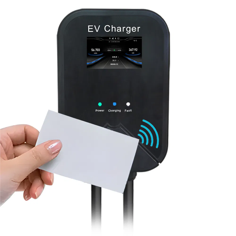 Type2 IEC62196 محطة شحن كهربائية للسيارات الكهربائية ثلاثية الطور مثبتة على الحائط 22kw
