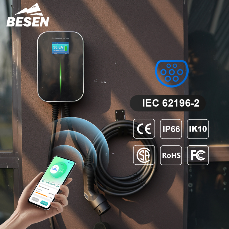 شركة بيسن لصناعة شواحن السيارات الكهربائية الذكية للتحكم عبر التطبيق الجدار 3 32A 7kw شاحن سيارة كهربائية للمنازل المتنقلة