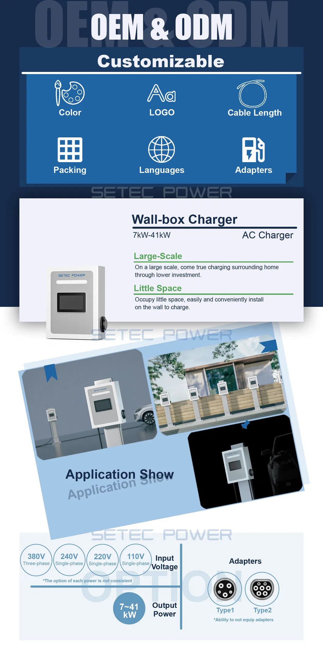 محطة شحن كهربائية مثبتة على الحائط Type1 Type2 سهلة الشحن 11kW شاحن سيارة كهربائية