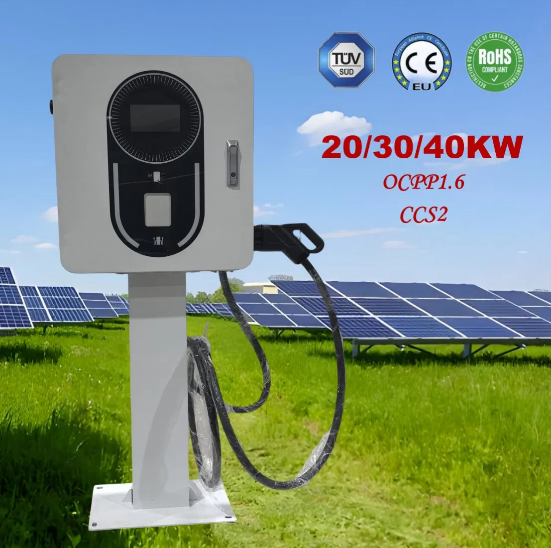 20kw 30kw 40kw شاشة LCD CCS2 حل شحن سريع للسيارات الكهربائية/البطاريات/المركبات الكهربائية DC التجارية