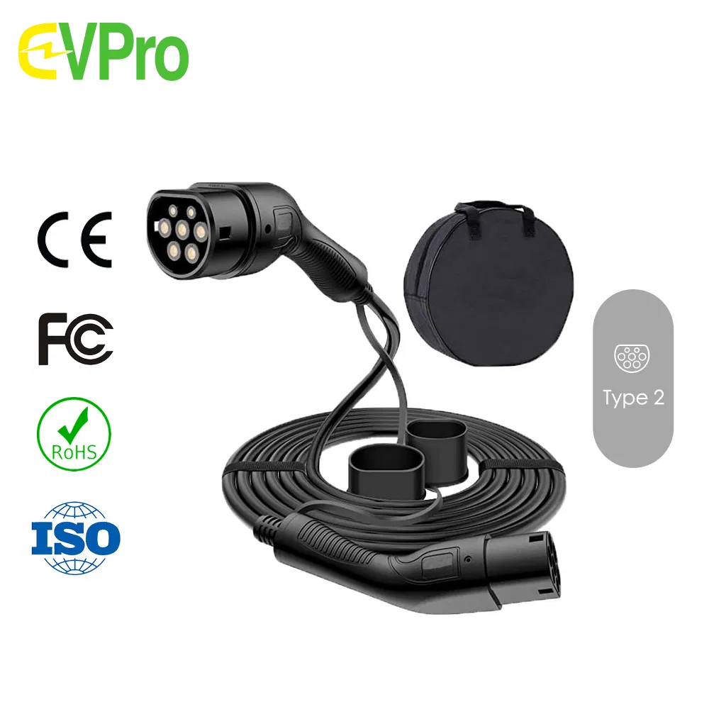 نوع 2 (نهاية الشبكة) إلى نوع 2 (نهاية المركبة) 3 مرحلة/ 22kw 45m IP65 كابل شحن سيارة كهربائية EV مع