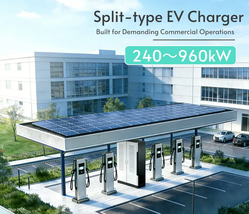 شاحن تيار مستمر من نوع تقسيم بقوة عالية 320kw 720kw 960kw ومصمم بشكل معياري للسيارات الكهربائية