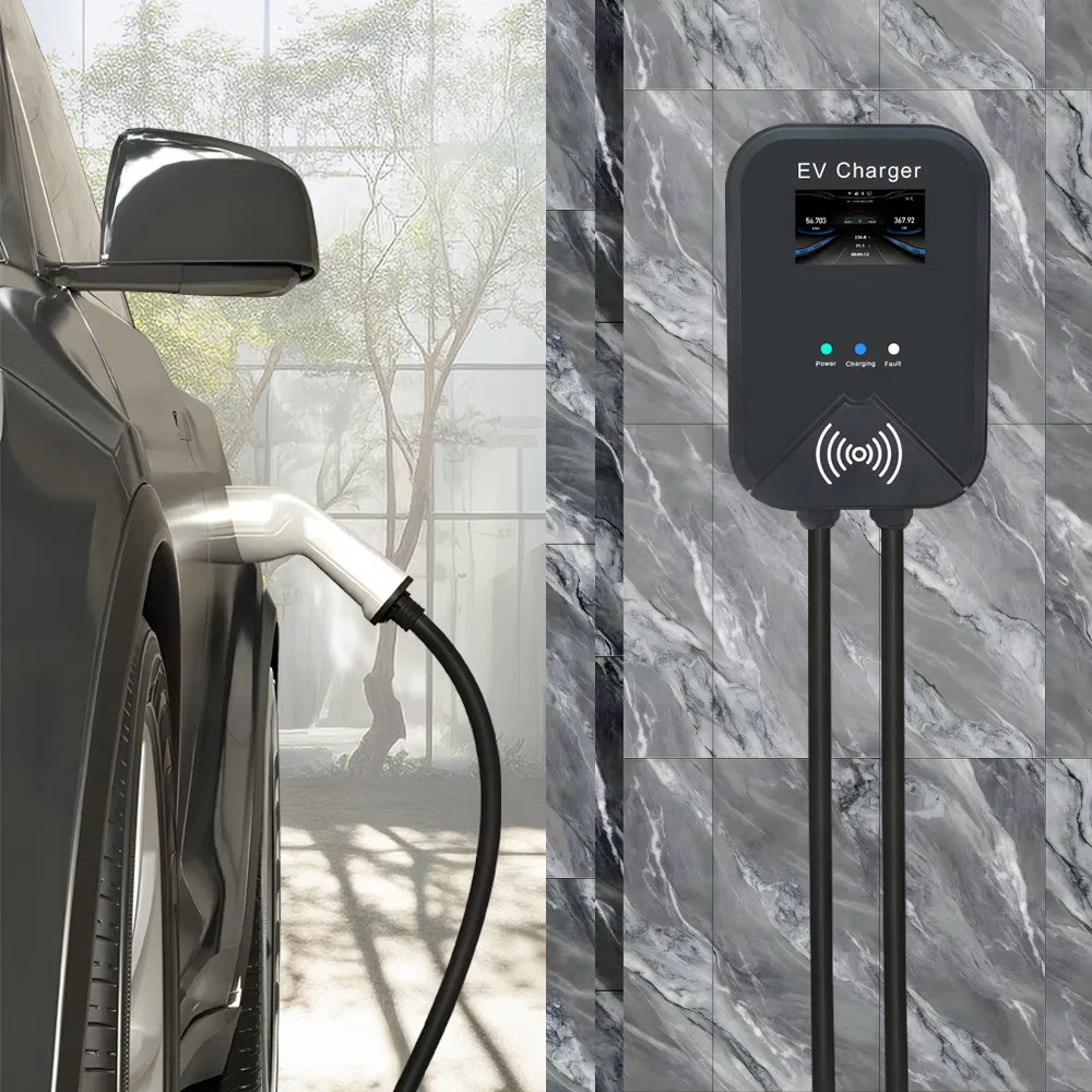 Type2 IEC62196 محطة شحن كهربائية للسيارات الكهربائية ثلاثية الطور مثبتة على الحائط 22kw
