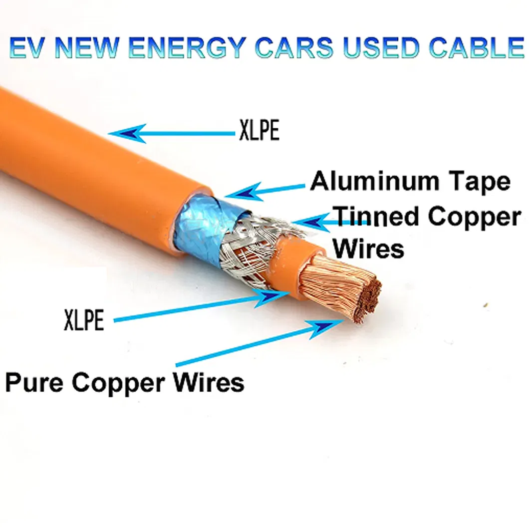 مادة TPE TPU كابل شحن مركبة كهربائية DC 1000V كابل سيارة كهربائية عالي الجهد برتقالي محمي مزدوج العزل كابل سيليكون EV