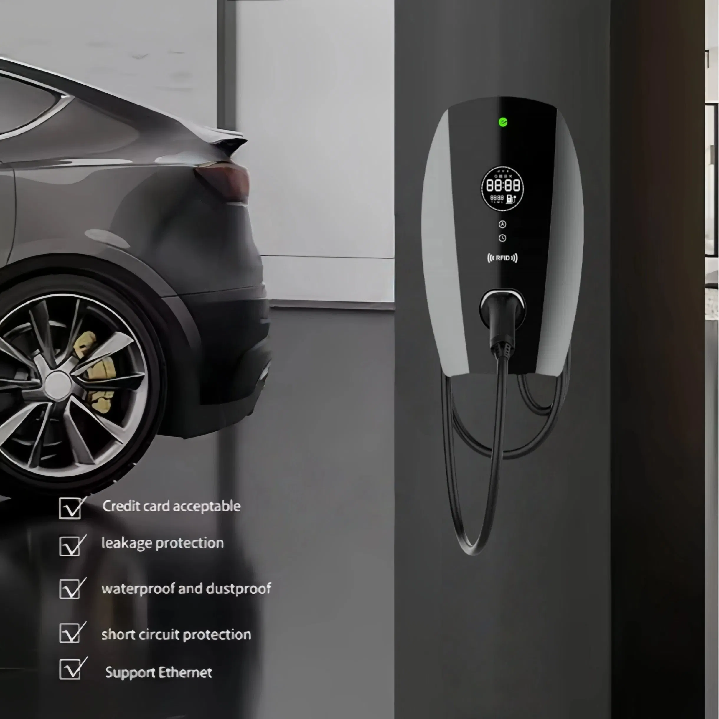 شاحن كهربائي منزلي من غوه 32A 22kw مستوى 2 محطات شحن السيارات الكهربائية