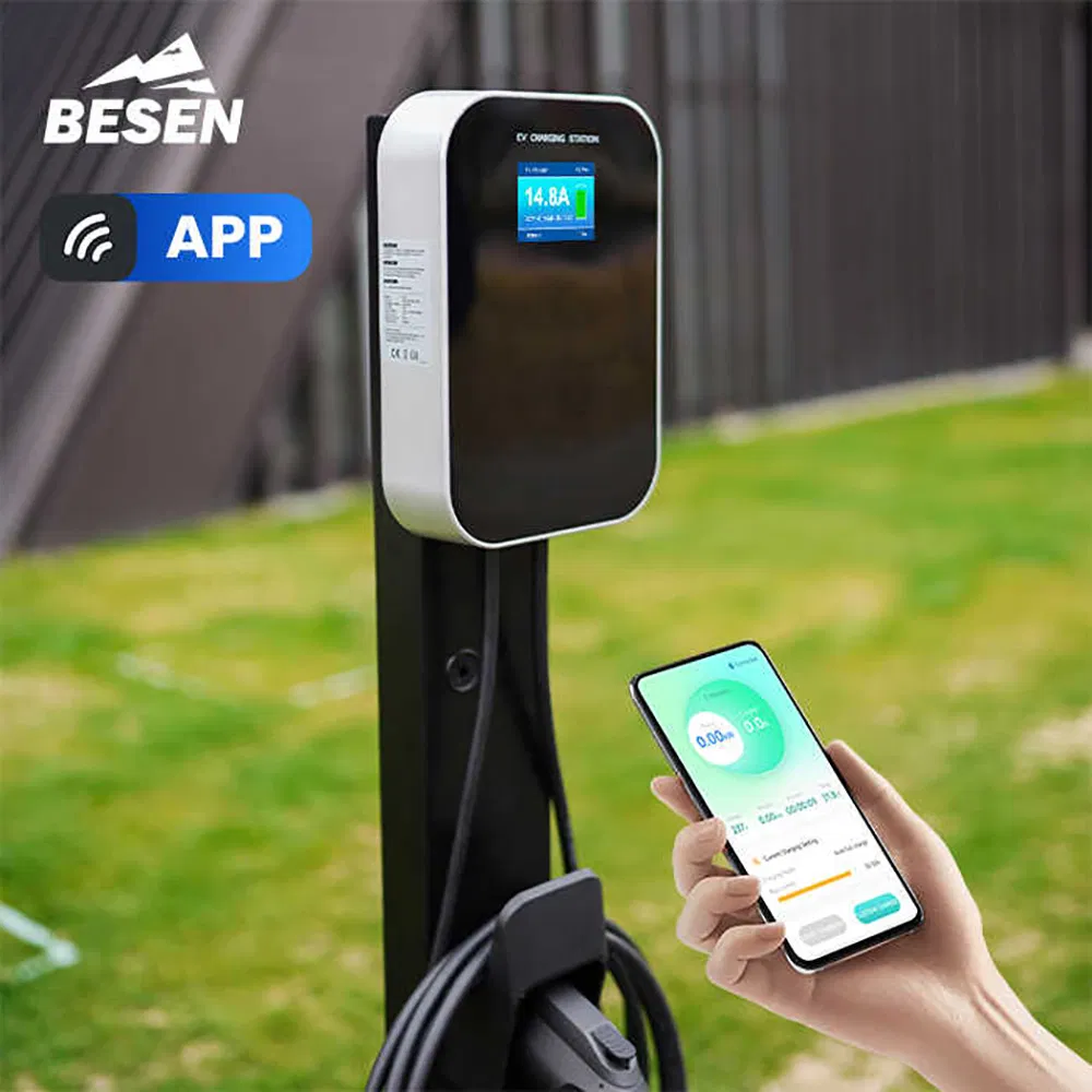 شركة بيسن لصناعة شواحن السيارات الكهربائية الذكية للتحكم عبر التطبيق الجدار 3 32A 7kw شاحن سيارة كهربائية للمنازل المتنقلة