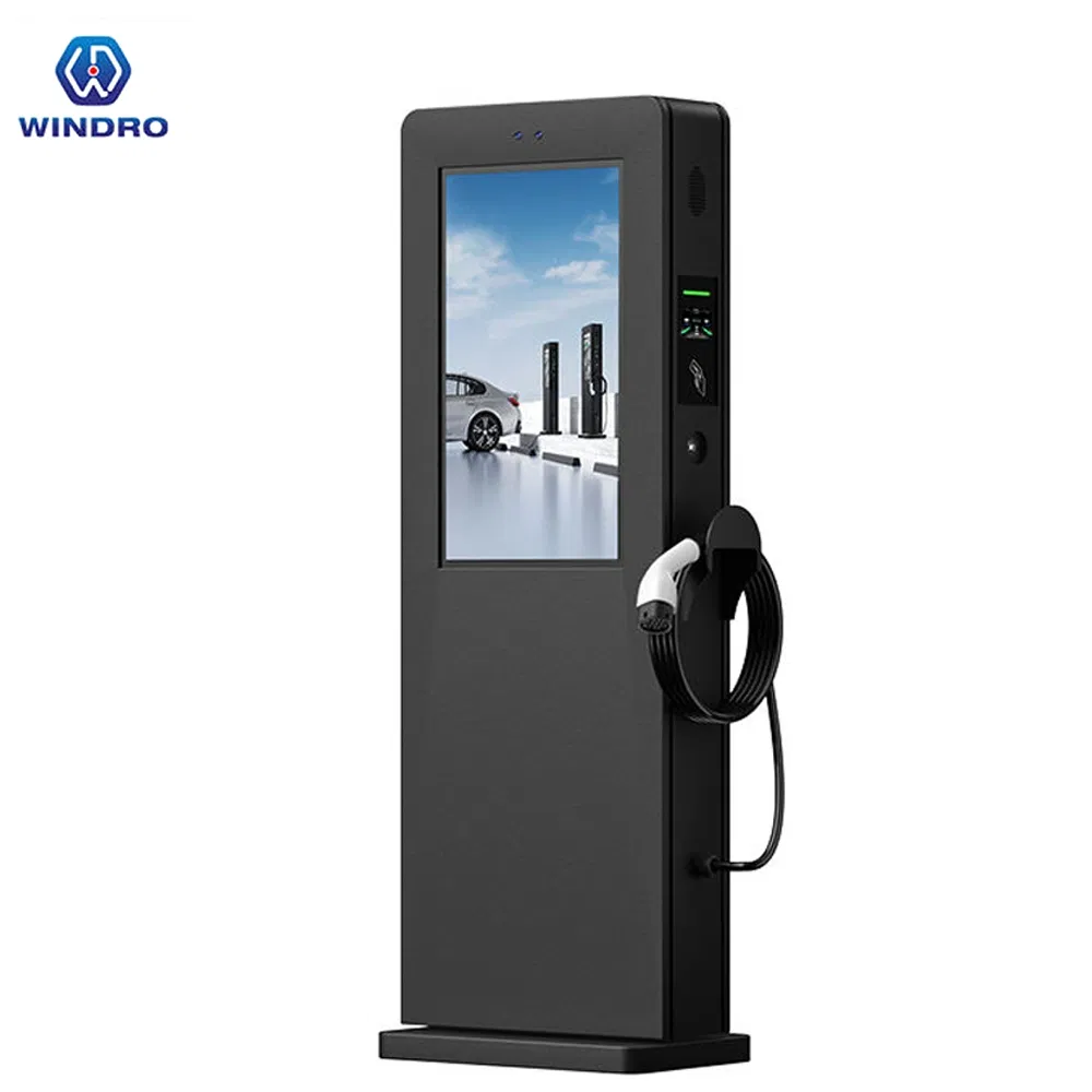 محطة شحن كهربائية ذكية 2.0 بتقنية AC مع 22kw شاشة LCD بحجم إنش، مع 43 4G/WiFi عمود شحن سريع مقاوم للعوامل الجوية، IP65 3-Phase شاحن المركبات الكهربائية 380V