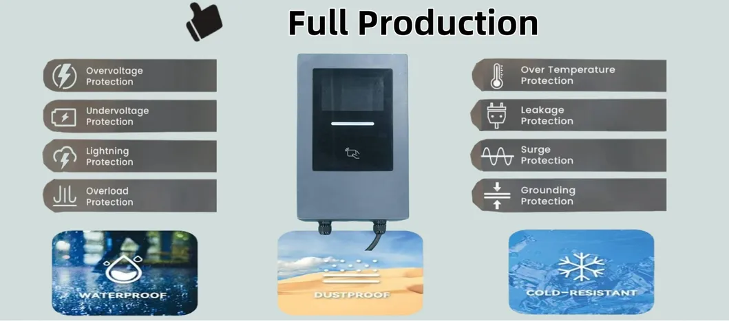7kw 11kw 22kw حل شحن سيارة كهربائية سريع AC مع Type2 موصل Gbt