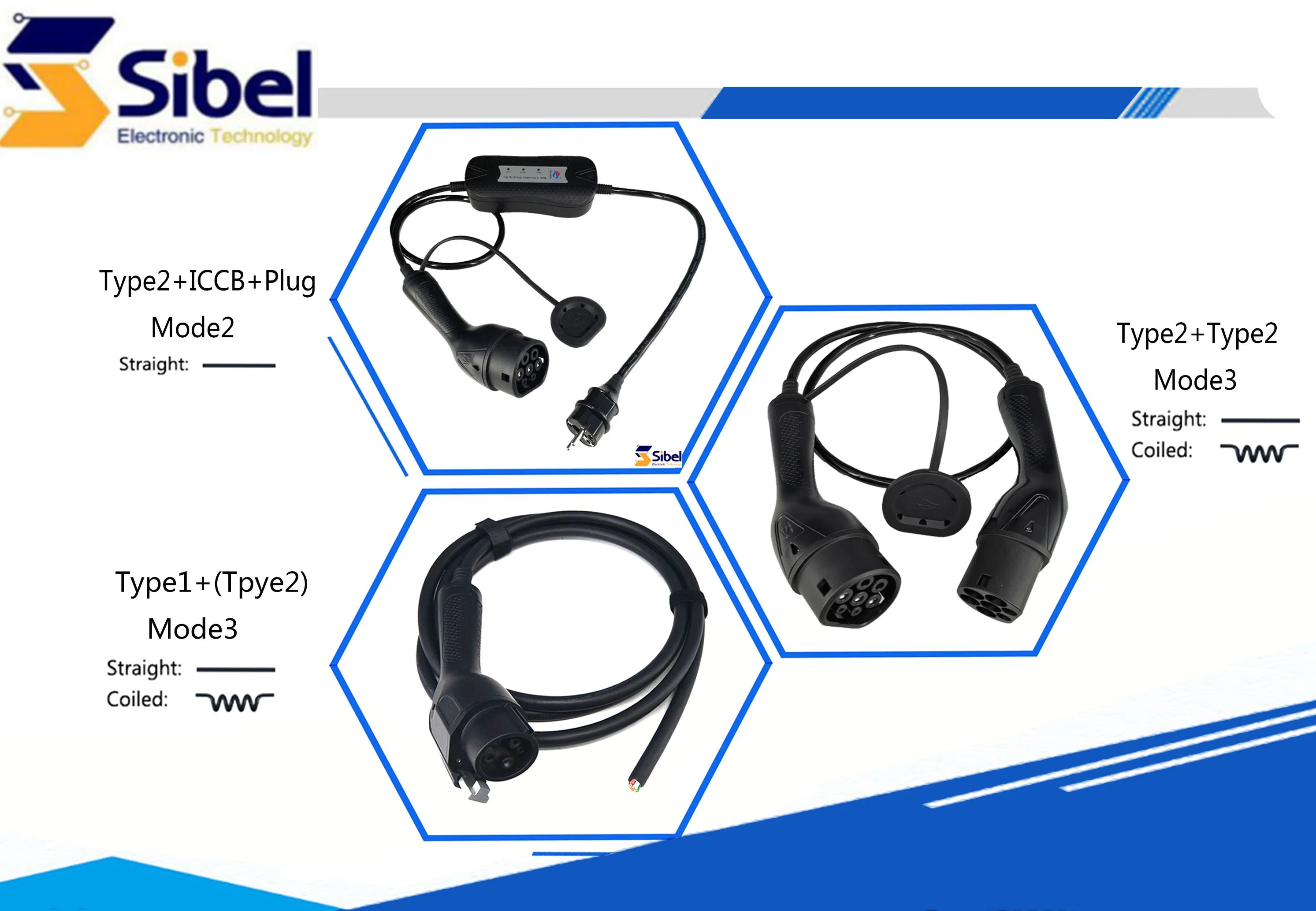 كابل شحن المركبات الكهربائية IEC62196-2 Mode3 نوع كابل الشحن 2 كابل شحن المركبات الكهربائية موصل شحن المركبة الكهربائية
