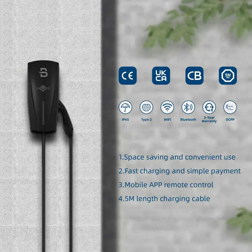 بيني 22kw 3 مستوى المرحلة 2 محطة شحن سيارة كهربائية مثبتة على الحائط لشحن المركبات الكهربائية وول باكس للاستخدام المنزلي