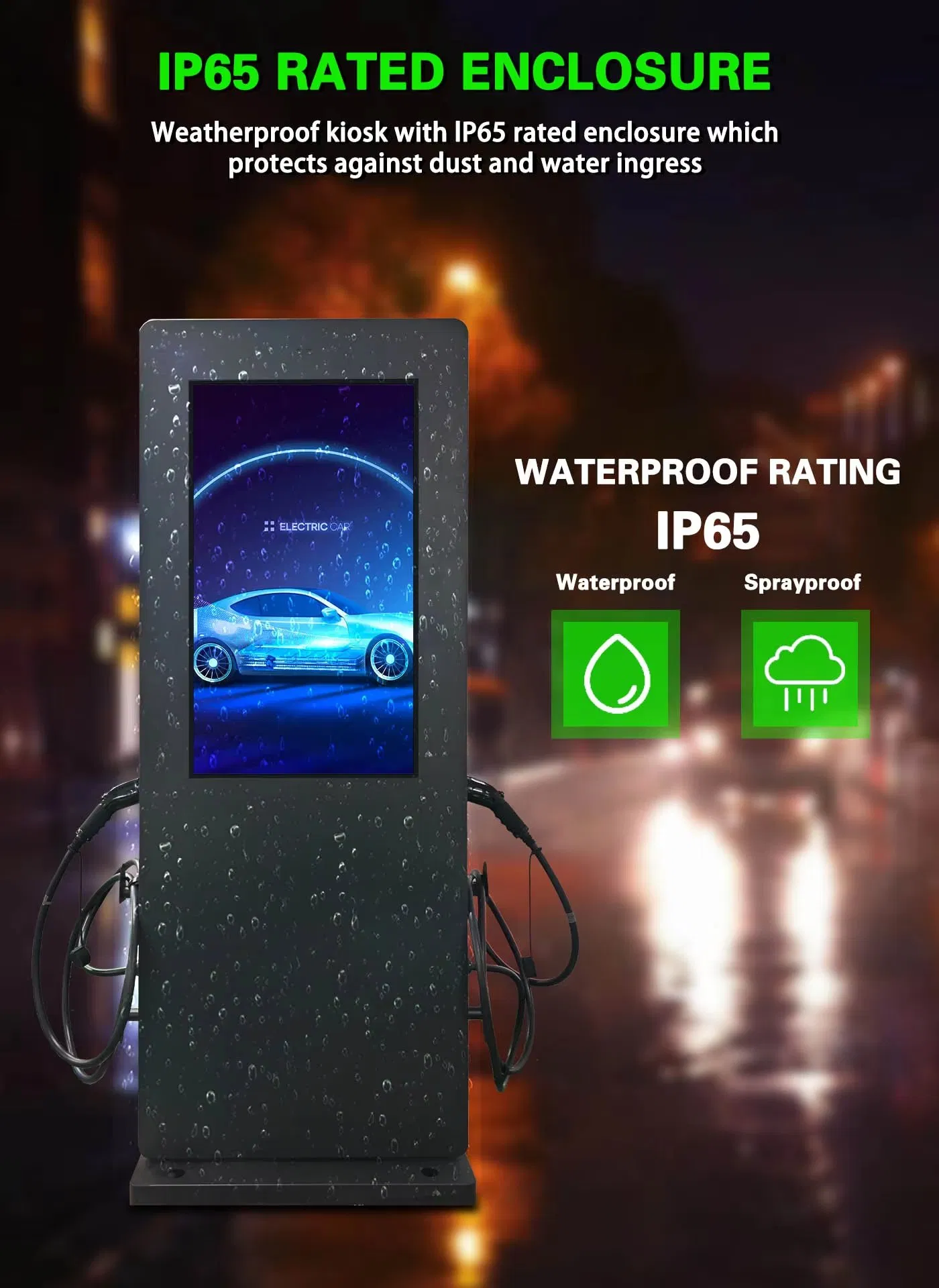 محطة شحن كهربائية ذكية 2.0 بتقنية AC مع 22kw شاشة LCD بحجم إنش، مع 43 4G/WiFi عمود شحن سريع مقاوم للعوامل الجوية، IP65 3-Phase شاحن المركبات الكهربائية 380V