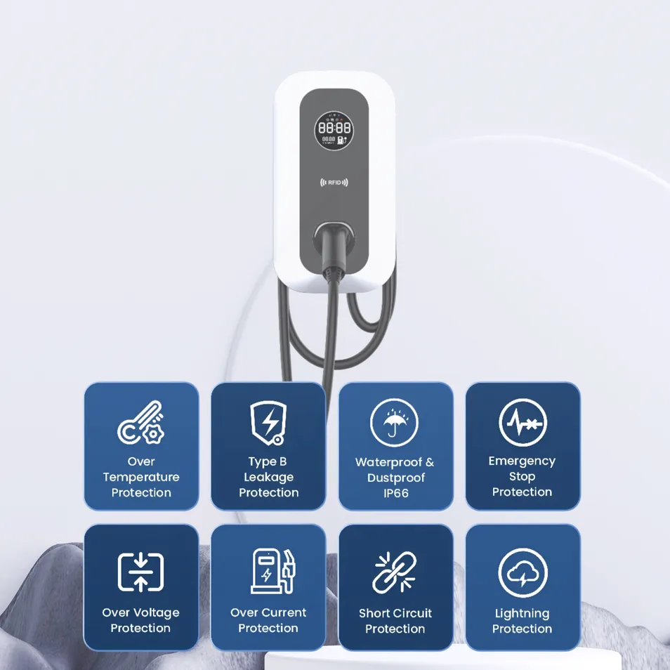 جهاز شحن كهربائي للسيارات بنظام واي فاي RFID مع شاشة LCD بحجم 4 بوصة