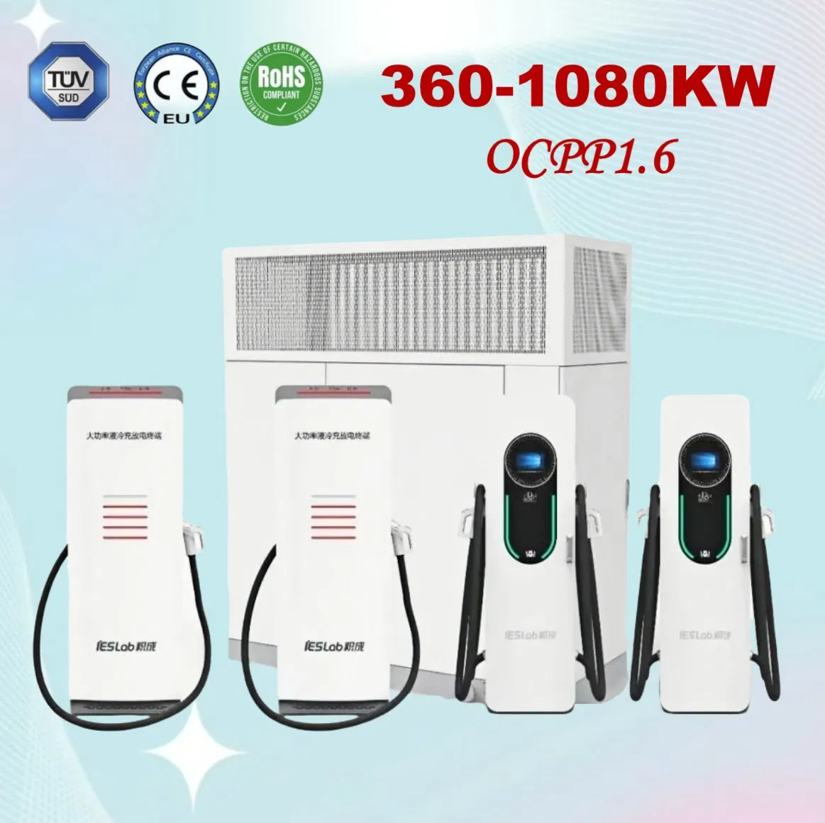 البنية التحتية للسيارات الكهربائية CCS2 CCS1 Gbt Ocpp CE 60/120/160/240/320/360kw حل شحن سريع للبطارية الكهربائية للسيارة شاحن DC EV