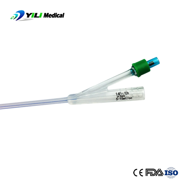 اللوازم الطبية قسطرة بولية 2 طريق 3 طريق للذكور والإناث قسطرة فولي سيليكون مع بالون 5ml - 50ml أمان القسطرة