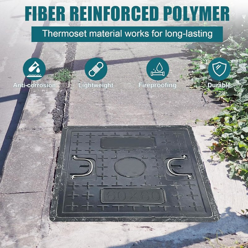 Factory Cheap Price FRP/BMC/SMC/GRP Composite Resin Fiberglass Square Manhole Cover for Sidewalk/Garden/Road