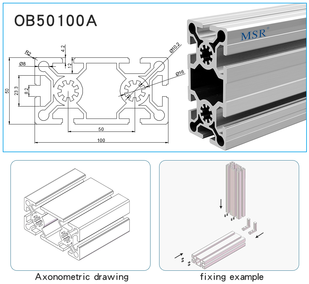 Manufacturer Ob50100A Clear Anodized Aluminum Extrusion Profile Making Tank