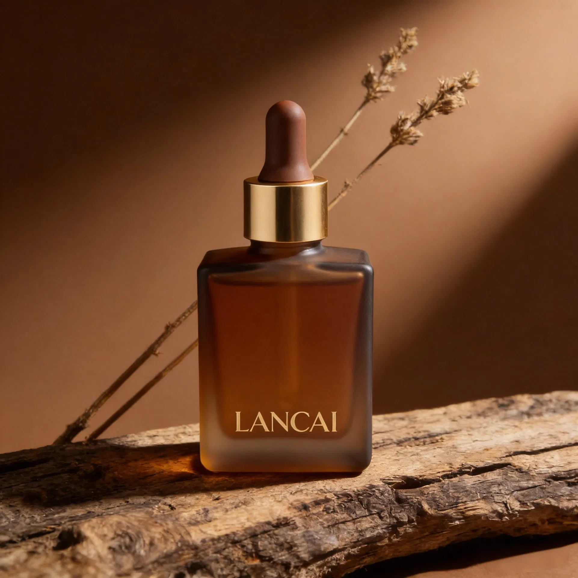 30ml Made-to-Order Understated Luxury Amber Browned Square Gredient Straight Shoulder Dropper Bottle