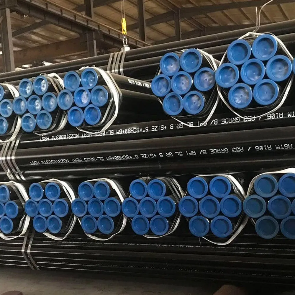 Ms Smls Pipe Hot Rolled Seamless Steel Pipe 5L ASTM A106 Gr. B A53gr. B 1020 St20 Carbon Alloy Steel Pipe Sch40 Be Black Paint and Plastic Cap Hot Deform Pipe